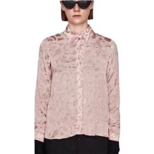Zara pink paisley button blouse top